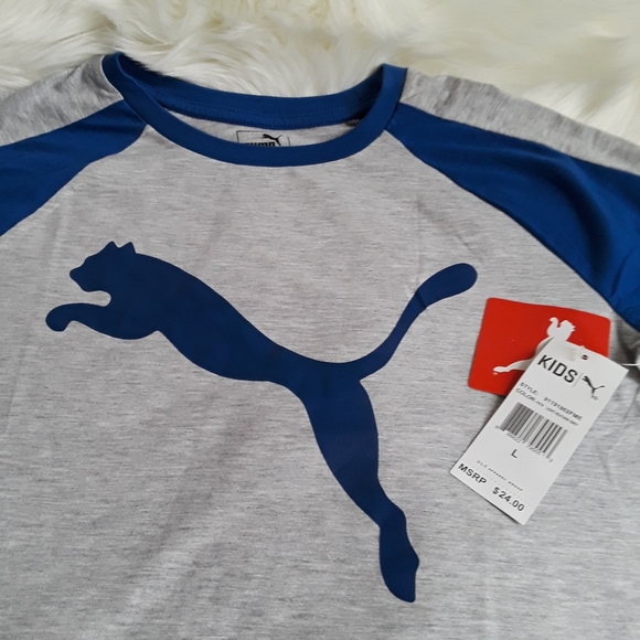 Puma Boys Slant Raglan Short Sleeve Tee L - Picture 3 of 3